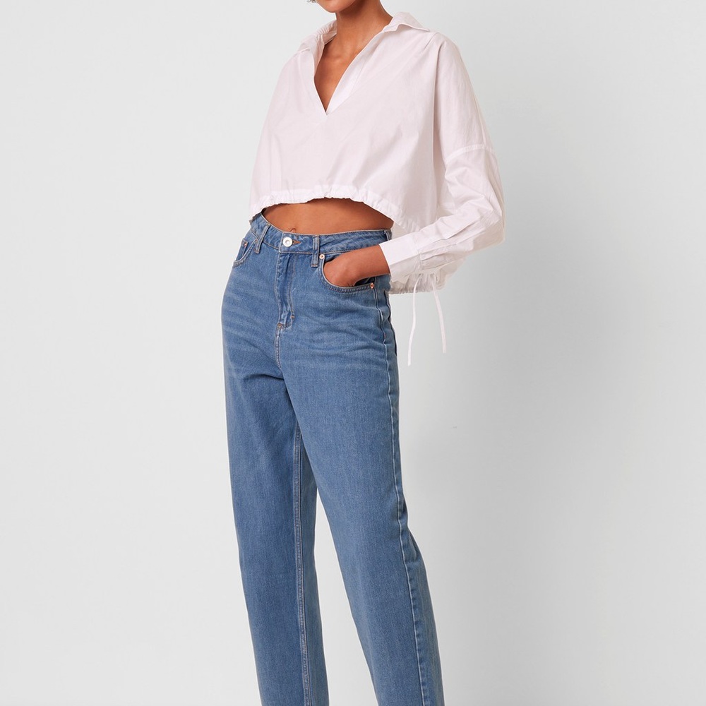 French connection white collared crop top